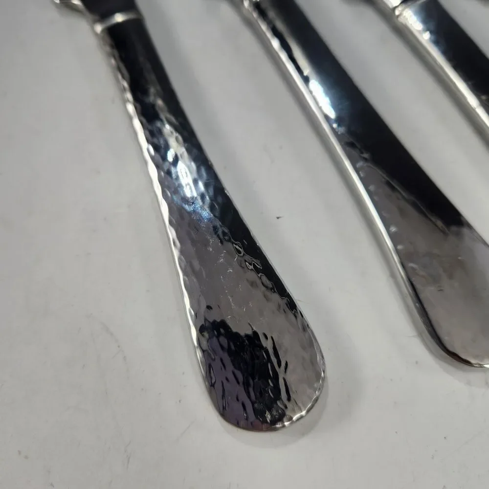 Reed & Barton RIVER Set 4 Knives Hammered Stainless 18/10 Flatware Dinner Knife